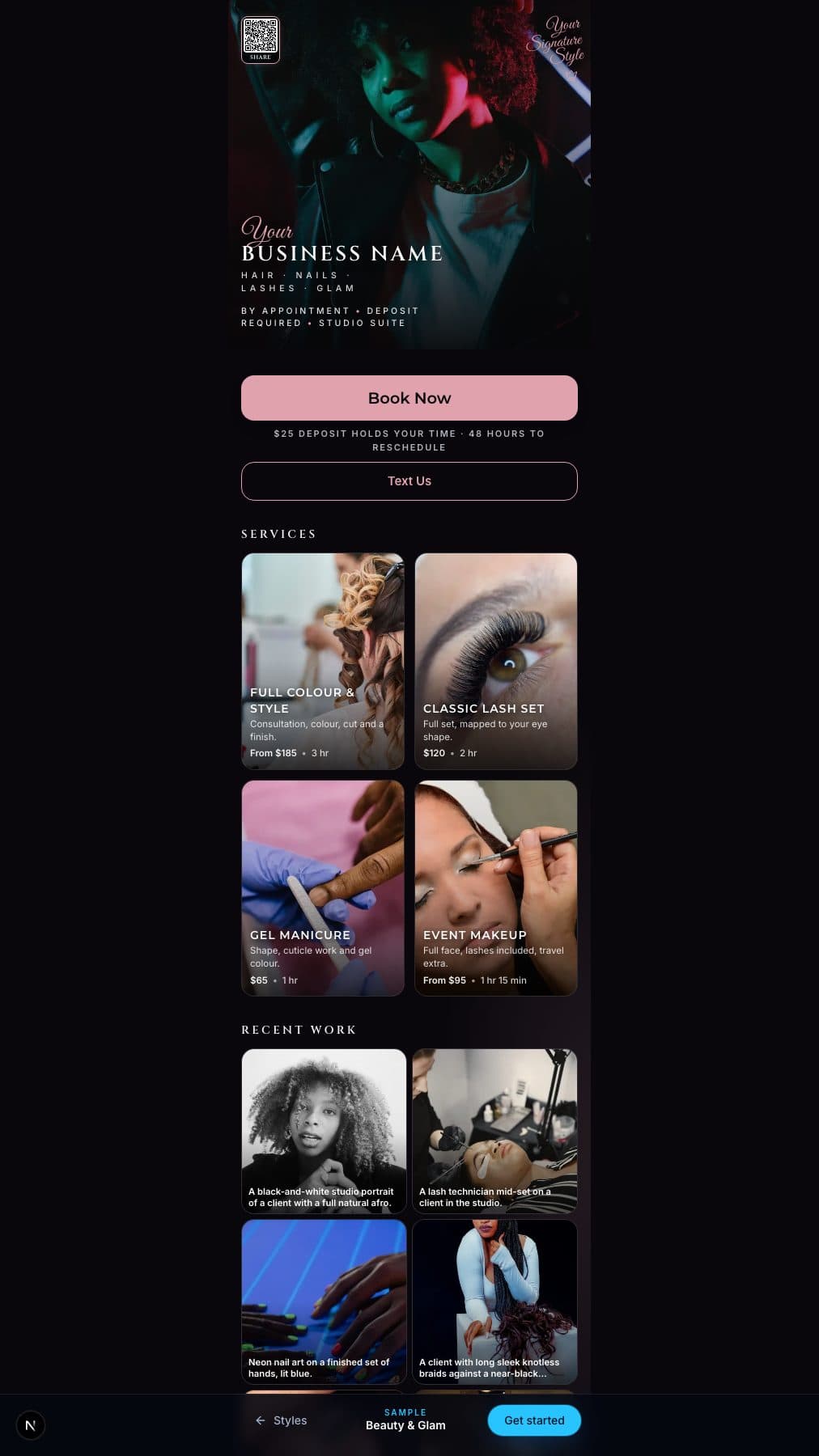 The Beauty & Glam layout